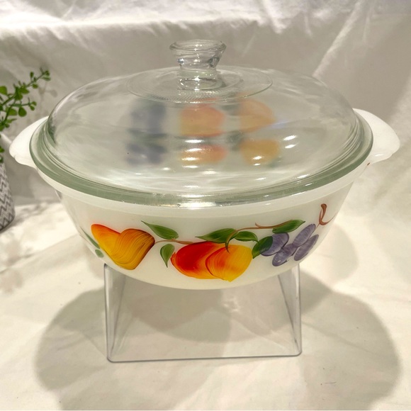 Fire King Other - 🥳BOGO! Anchor Hocking’s Fire King “Fruit” Design Casserole Dish with Lid.